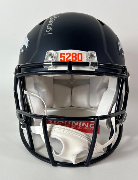 Patrick Surtain II Autographed/Inscribed "GO BRONCOS" Navy Denver Broncos Pro Helmet BAS COA