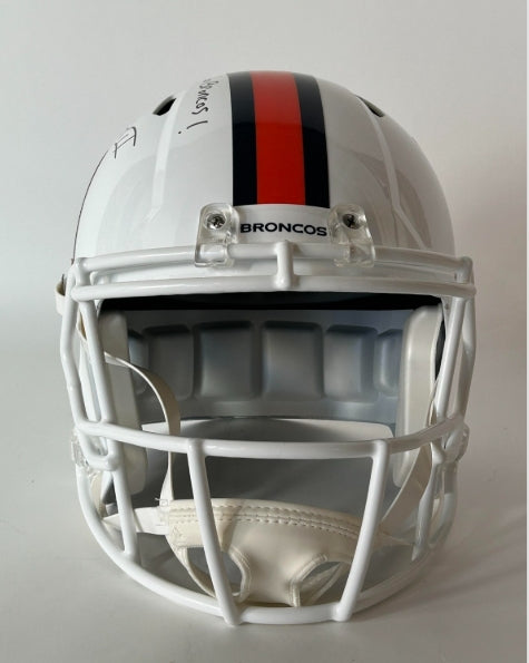 Patrick Surtain II Autographed/Inscribed "Go Broncos" Replica Snowcapped Helmet BAS COA