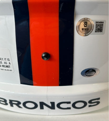 Patrick Surtain II Autographed/Inscribed "Go Broncos" Replica Snowcapped Helmet BAS COA