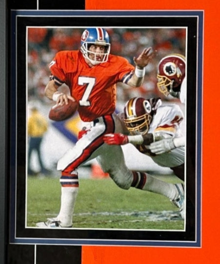 John Elway Autographed/Inscribed "1987 NFL MVP" Deluxe Framed Nike Broncos Jersey BAS COA