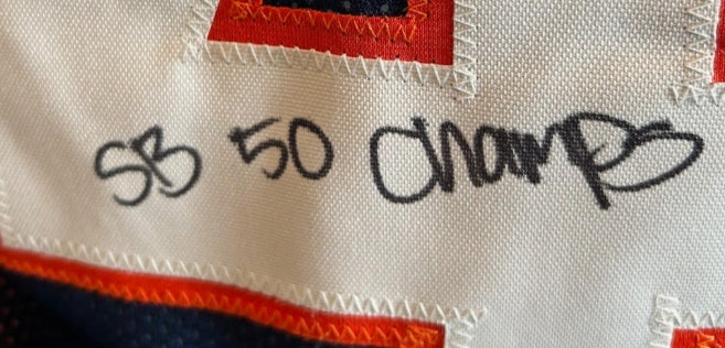 T.J. Ward Autographed/Inscribed "SB 50 Champs" Custom NAVY Jersey - BAS COA