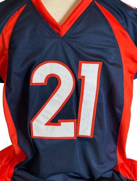 Aqib Talib Autographed & Inscribed "SB 50 Champs!" NAVY Custom Jersey – BAS COA (XL)