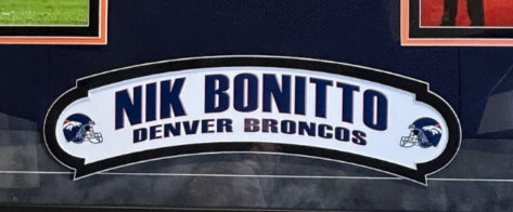 Nik Bonitto Autographed Custom Navy Broncos Jersey Deluxe Framed (34x40) BAS COA - Latitude Sports Marketing