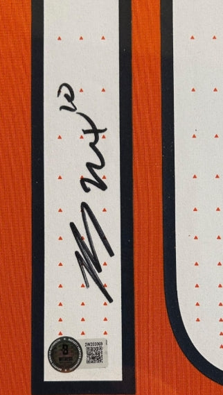 Bo Nix Autographed Nike Orange Broncos Jersey Deluxe Framed (34x30) BAS COA - Latitude Sports Marketing