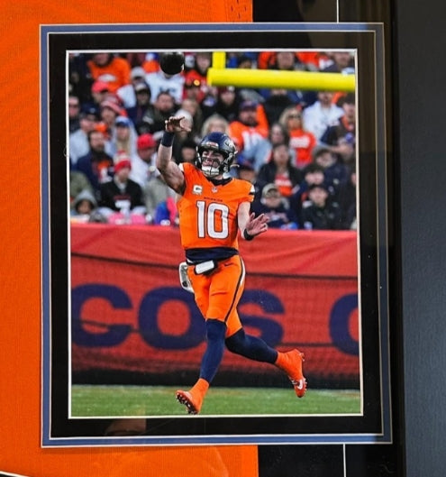Bo Nix Autographed Nike Orange Broncos Jersey Deluxe Framed (34x30) BAS COA - Latitude Sports Marketing