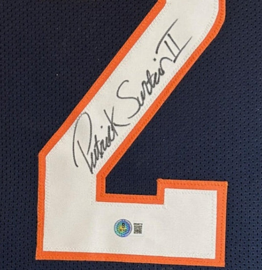 Patrick Surtain II Autographed Custom Navy Broncos Jersey Deluxe Framed Display with BAS COA - Latitude Sports Marketing