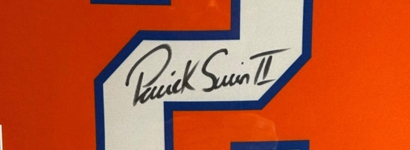 Patrick Surtain II Autographed Nike Broncos Throwback Jersey Deluxe Framed Display with BAS COA - Latitude Sports Marketing