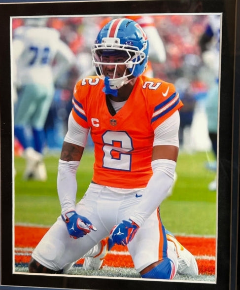 Patrick Surtain II Autographed Nike Broncos Throwback Jersey Deluxe Framed Display with BAS COA - Latitude Sports Marketing