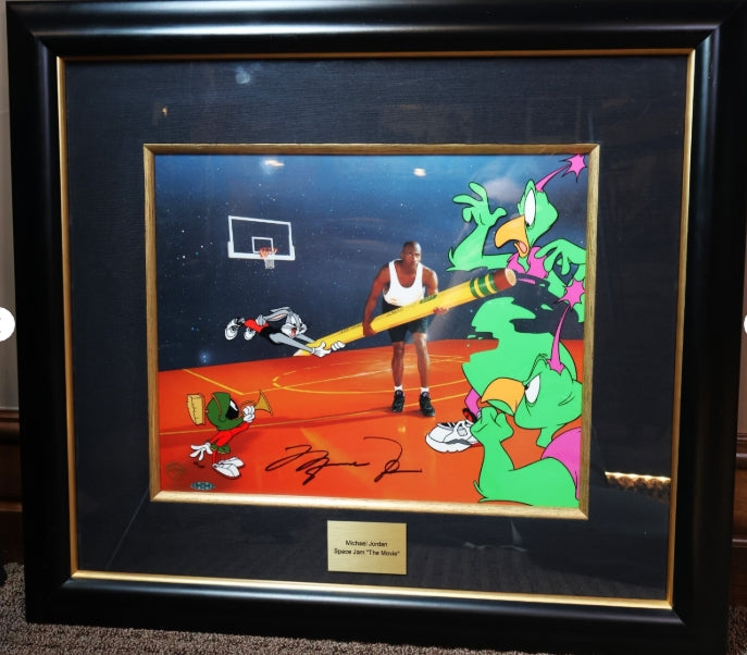Michael Jordan Autographed Warner Bros Great Space Erase Space Jam cel (13x16; 24x27) limited edition #55/750