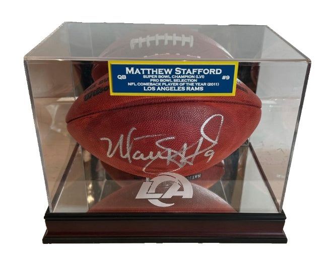 Matthew Stafford Autographed Super Bowl LVI "Duke" Football w/ Display Case – Fanatics COA - Latitude Sports Marketing