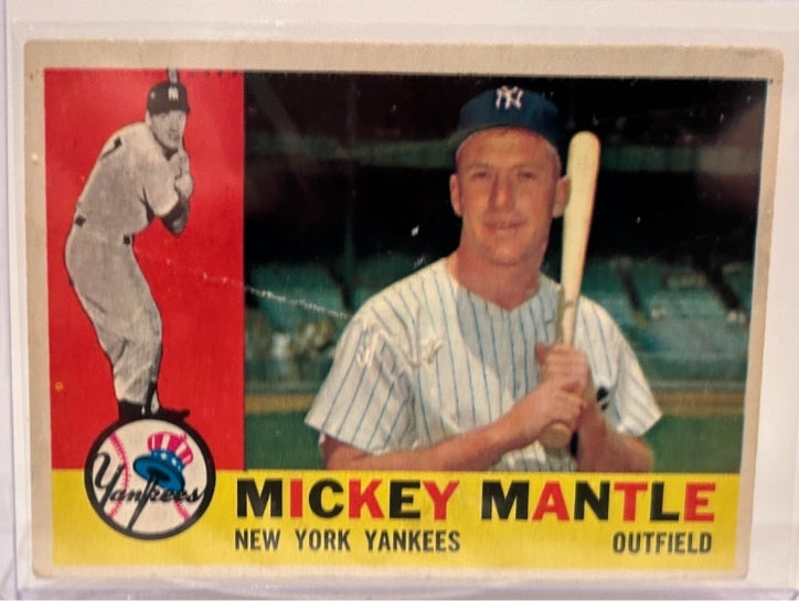 1960 Topps #350 Mickey Mantle – Ungraded (Crease, See Photos)