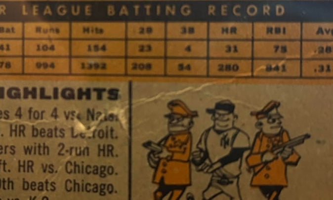 1960 Topps #350 Mickey Mantle – Ungraded (Crease, See Photos)