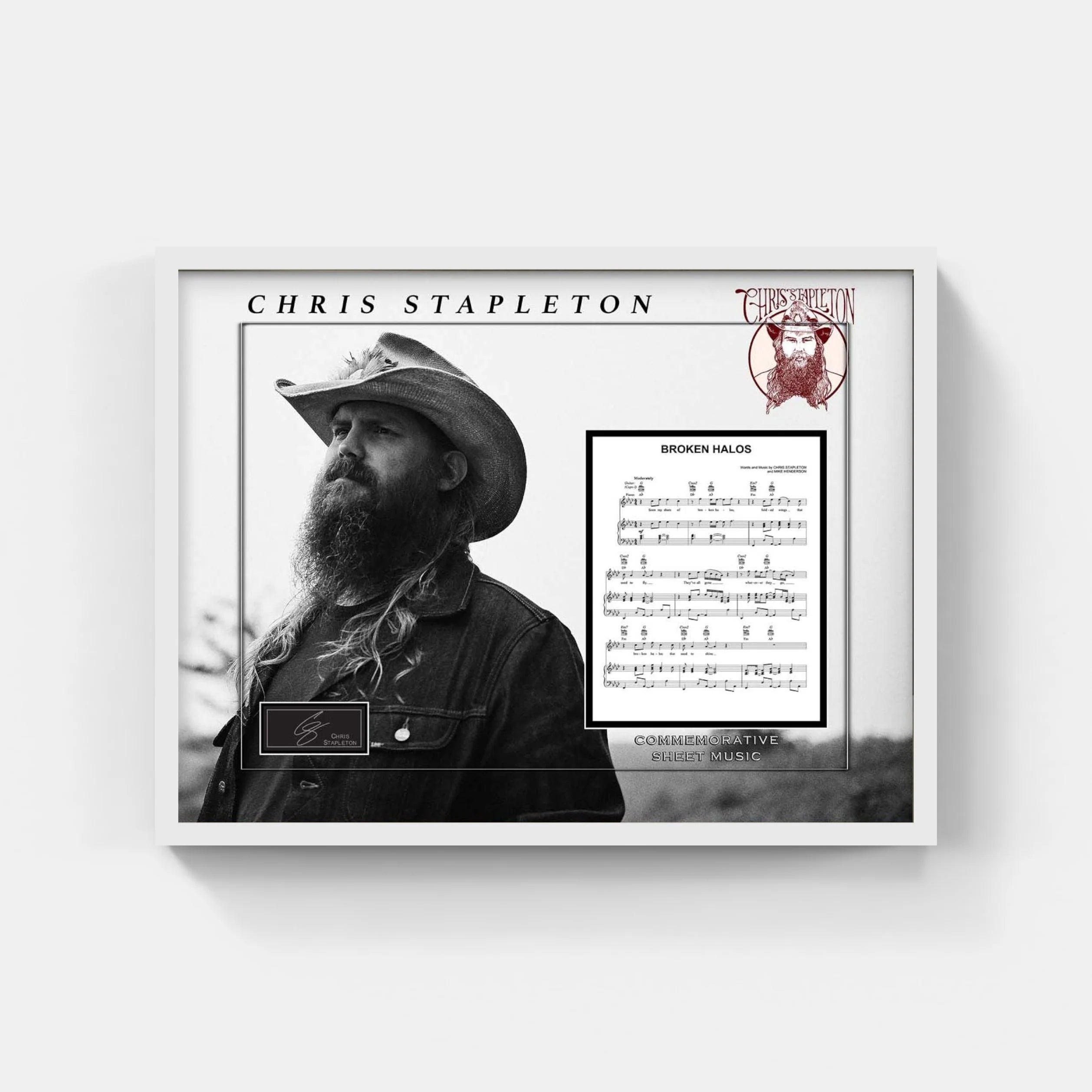 CHRIS STAPELTON BROKEN HALOS Replica Commemorative LYRIC SHEET (Charity) - Latitude Sports Marketing
