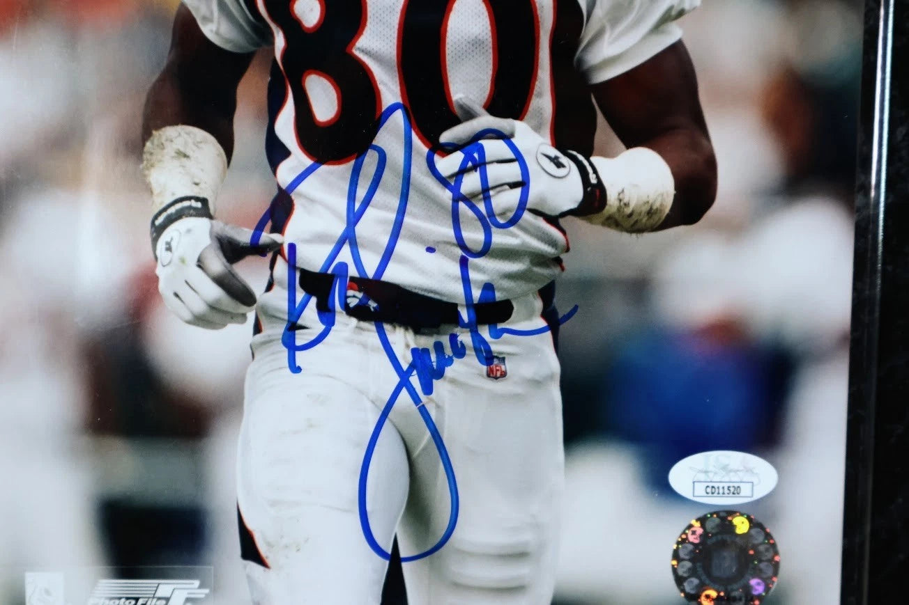 Rod Smith Autographed Denver Broncos 8x10 Photo with Plaque JSA COA