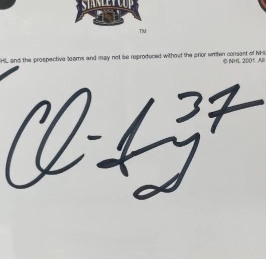 Joe Sakic Colorado Avalanche Autographed Looney Tunes 29"x26.5" Photo JSA COA - 2001 Stanley Cup Team Signed