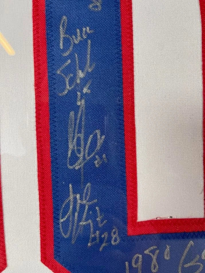 1980 Team USA 'MIRACLE' Hockey Jersey - 18 Autographs 2 Inscriptions Custom LED Lighted Frame