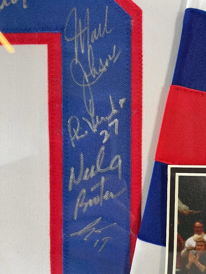 1980 Team USA 'MIRACLE' Hockey Jersey - 18 Autographs 2 Inscriptions Custom LED Lighted Frame