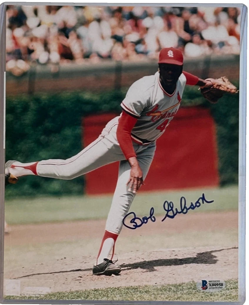Bob Gibson Autographed St. Louis Cardinals 8x10 Photo Beckett COA