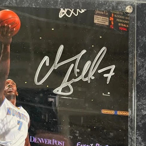Chauncey Billups Autographed Denver Nuggets 8x10 Photo with Plaque JSA COA