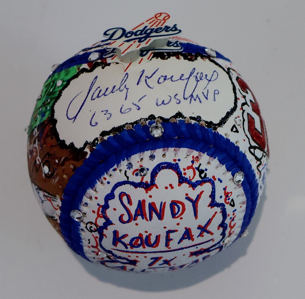 Sandy Koufax autographed Charles Fazzino Baseball Inscribed "63, 65, WS MVP"  (Fanatics & MLB Authenticated)