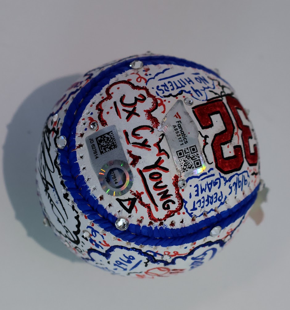 Sandy Koufax autographed Charles Fazzino Baseball Inscribed "63, 65, WS MVP"  (Fanatics & MLB Authenticated)