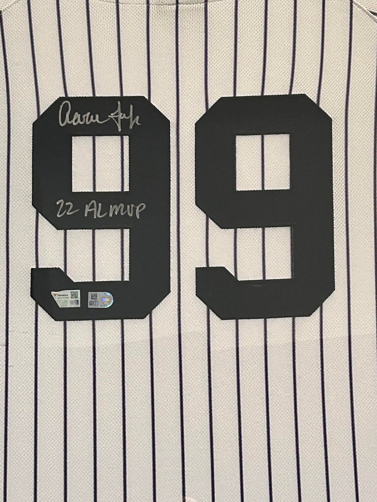 Aaron Judge Autographed "22 AL MVP" Authentic Nike Yankees Jersey Framed - Fanatics/MLB COAs - As-Is