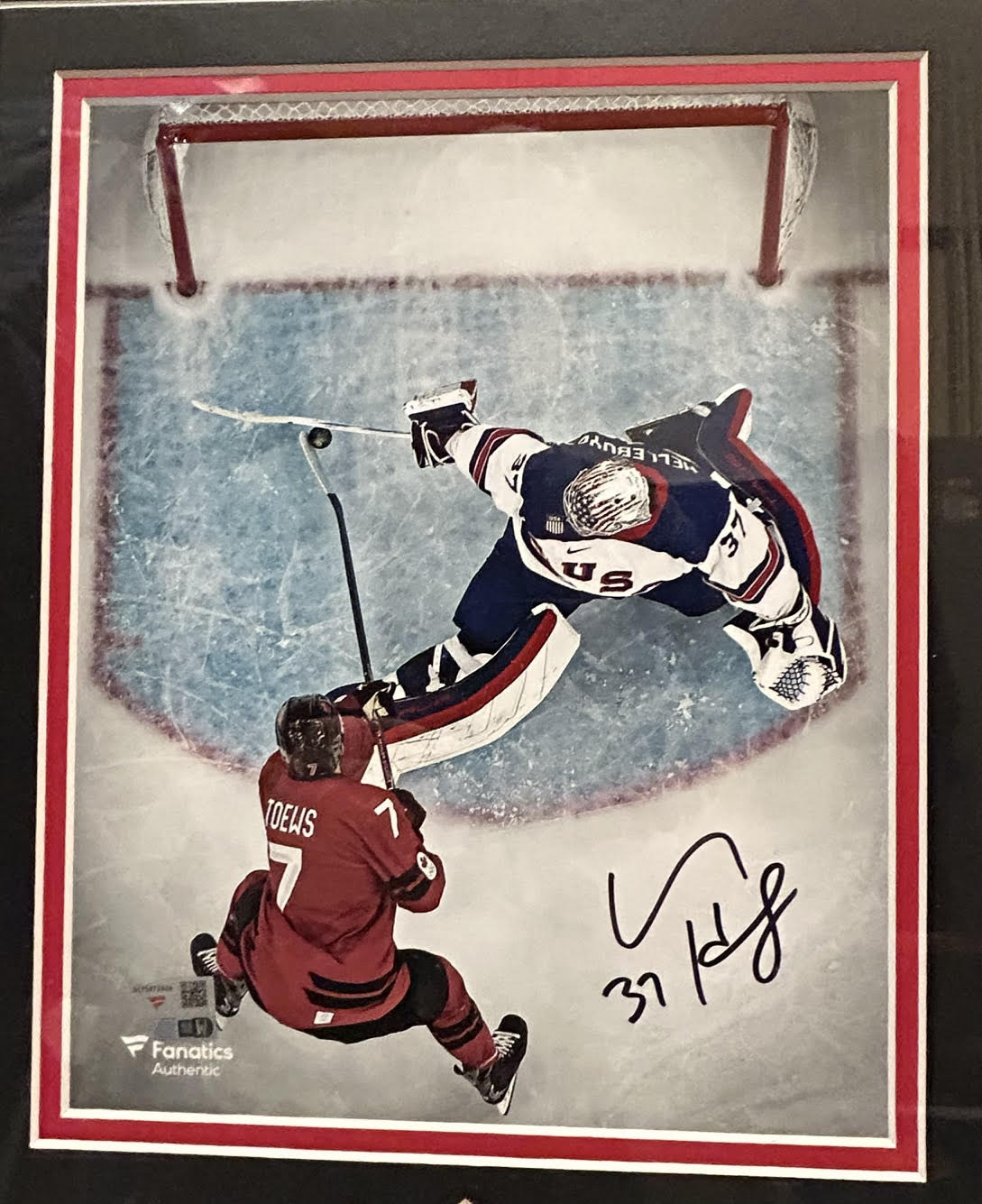 Connor Hellebuyck Autographed 8x10 USA Hockey Photo Deluxe Framed Fanatics COA