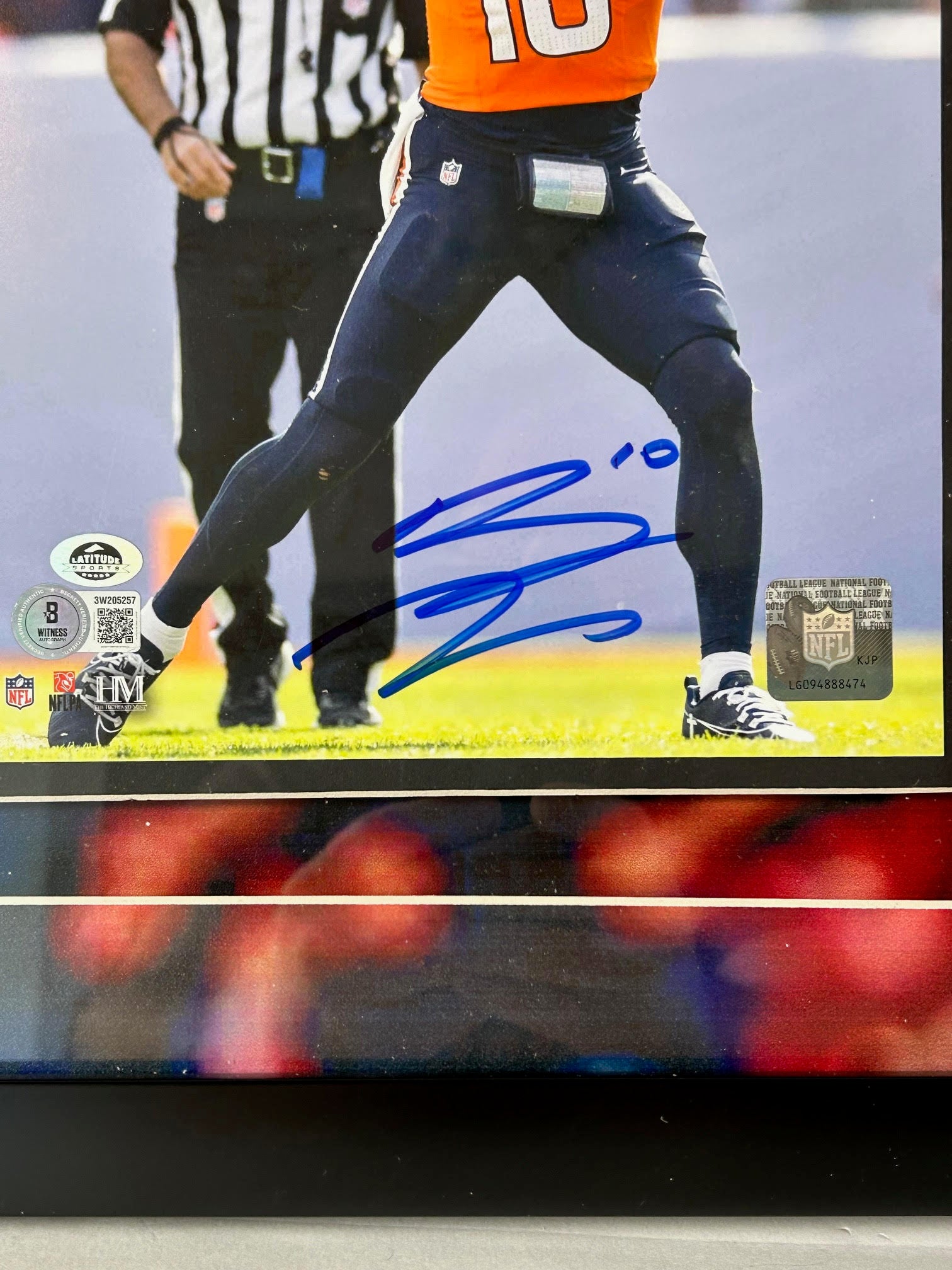 Bo Nix Autographed 8x10 Denver Broncos Photo in Deluxe 21.5"x21.5" Frame Beckett COA