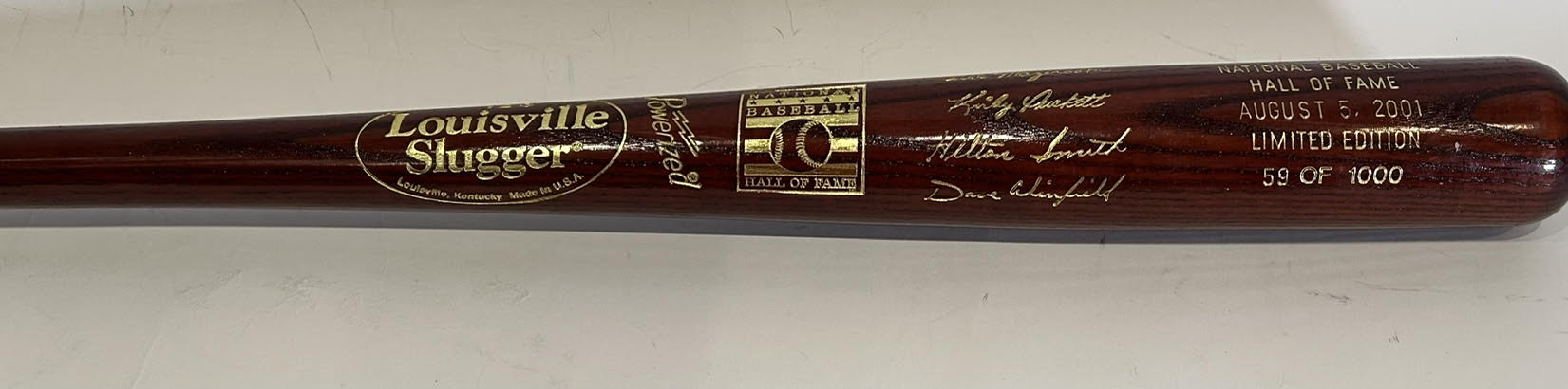 Baseball HOF Louisville Slugger Mazeroski, Puckett, Winfield, Hilton Smith 8/5/01 LE - 59/1000