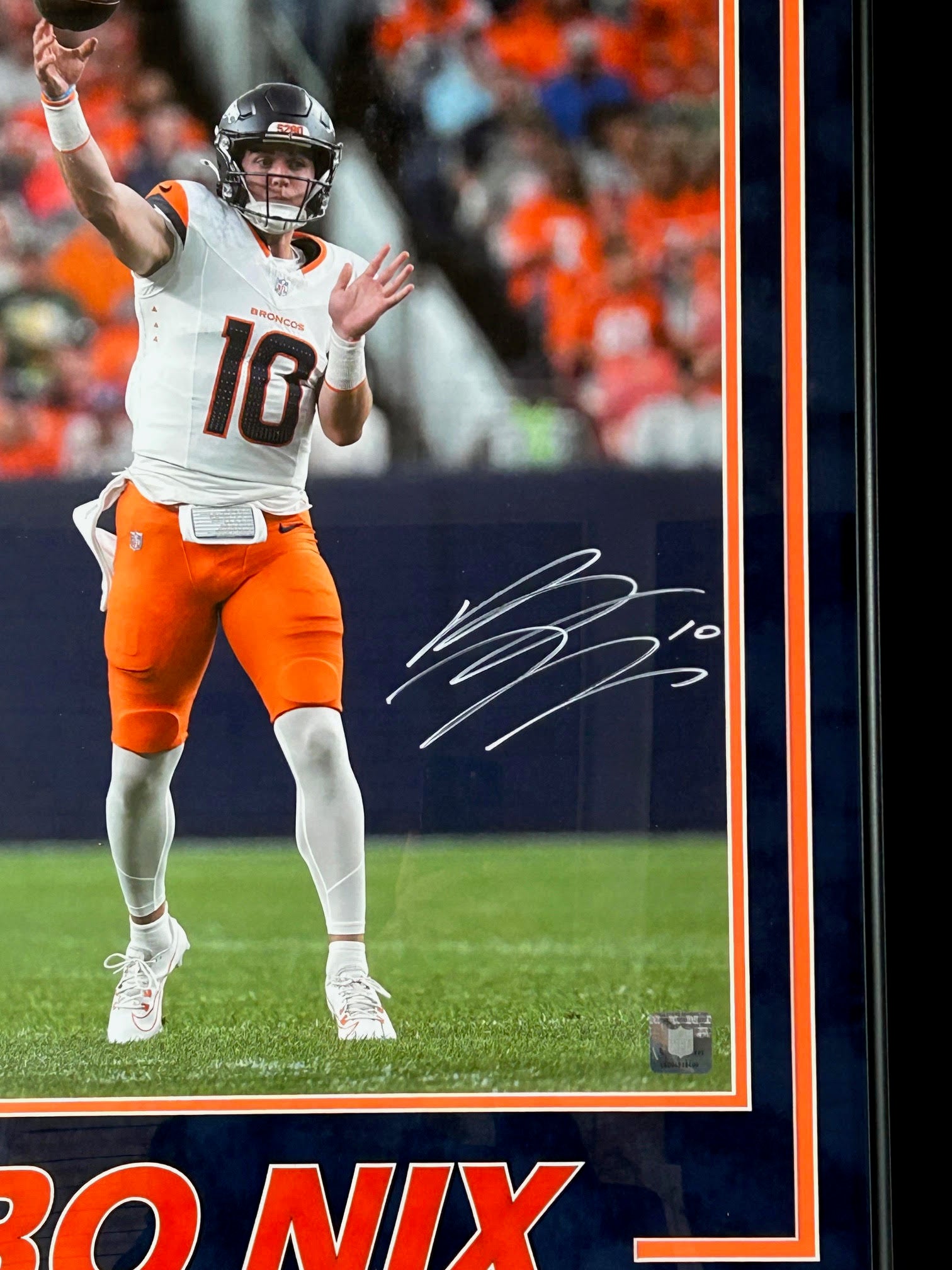 Bo Nix Autographed Denver Broncos 16x20 Photo - Framed 24"W x 34"H - Beckett COA