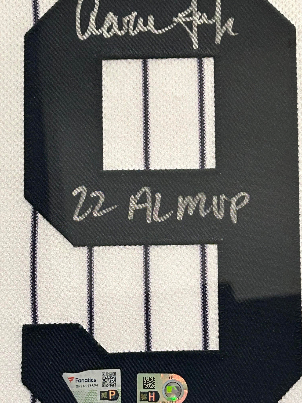 Aaron Judge Autographed "22 AL MVP" Authentic Nike Yankees Jersey Framed - Fanatics/MLB COAs - As-Is