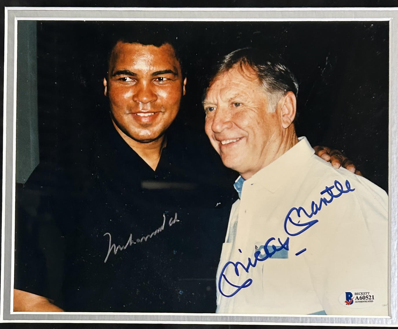Muhammad Ali & Mickey Mantle Autographed 8x10 Photo Framed – Beckett LOA | One-of-a-Kind