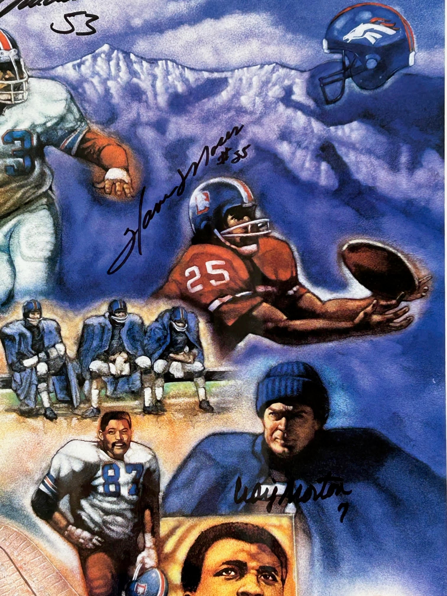 Denver Broncos Ring of Fame Framed Lithograph 36x25 - 12 Authentic Signatures with LSM COA