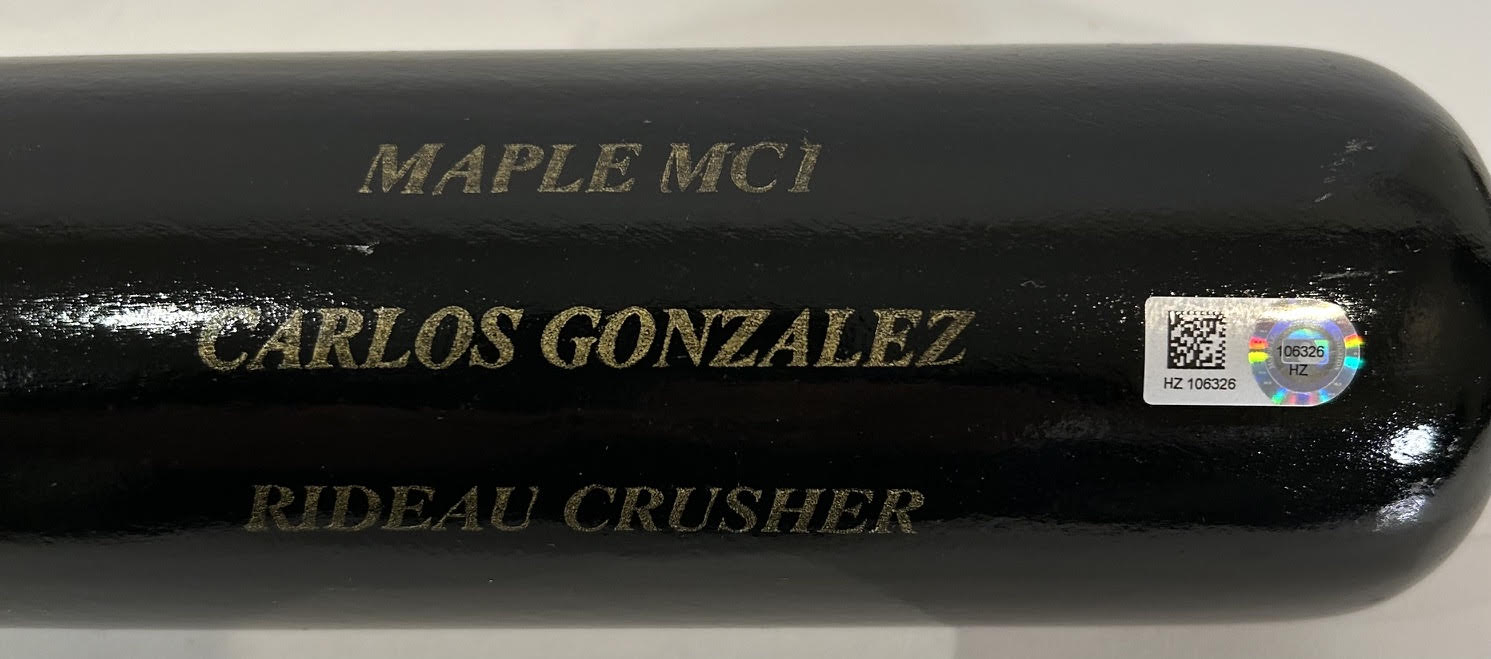 Carlos Gonzalez Autographed SamBat® Maple MCI Rideau Crusher MLB Authenticated