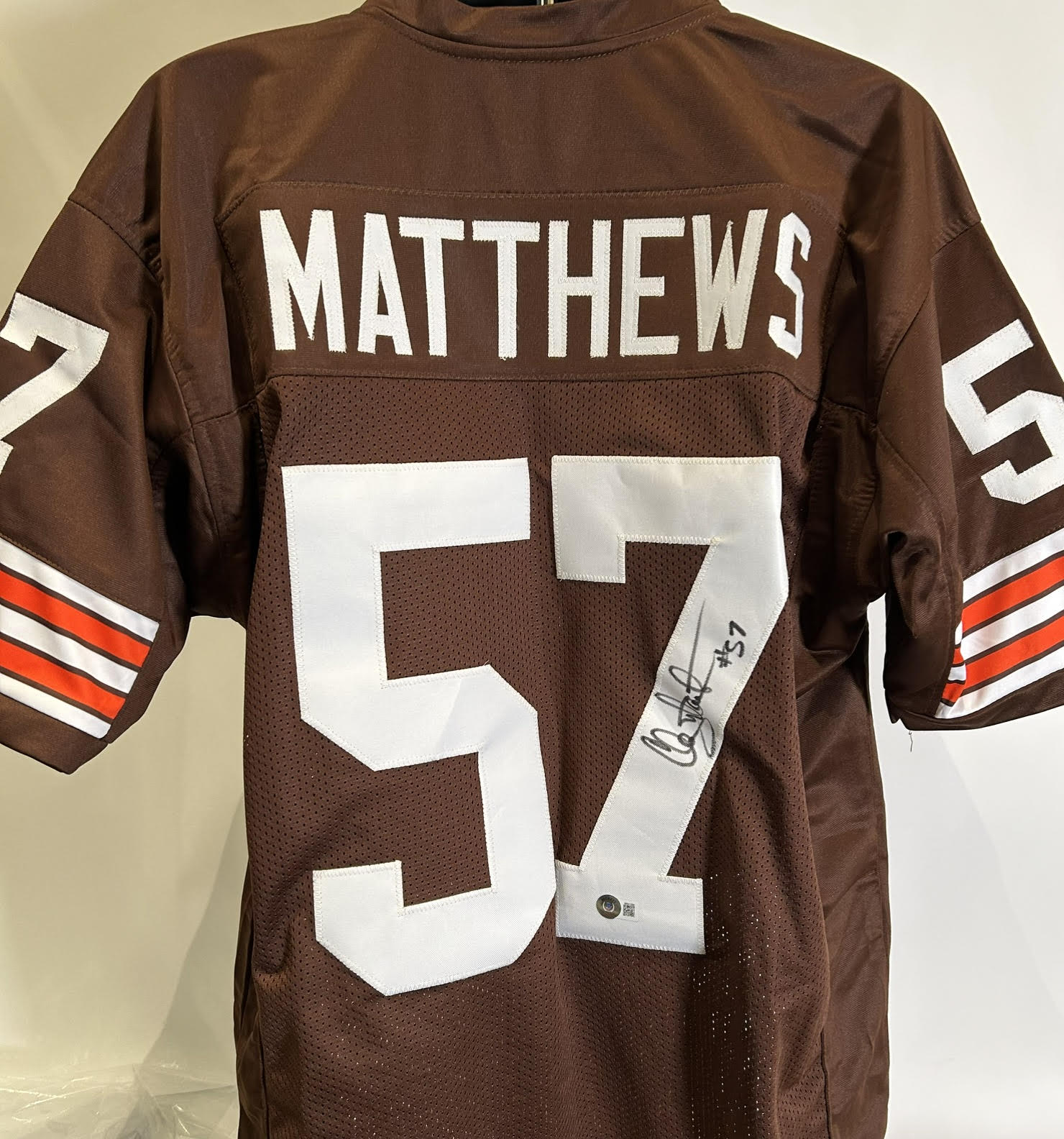 Clay Matthews, Sr. Autographed Cleveland Browns Custom Jersey — BAS COA