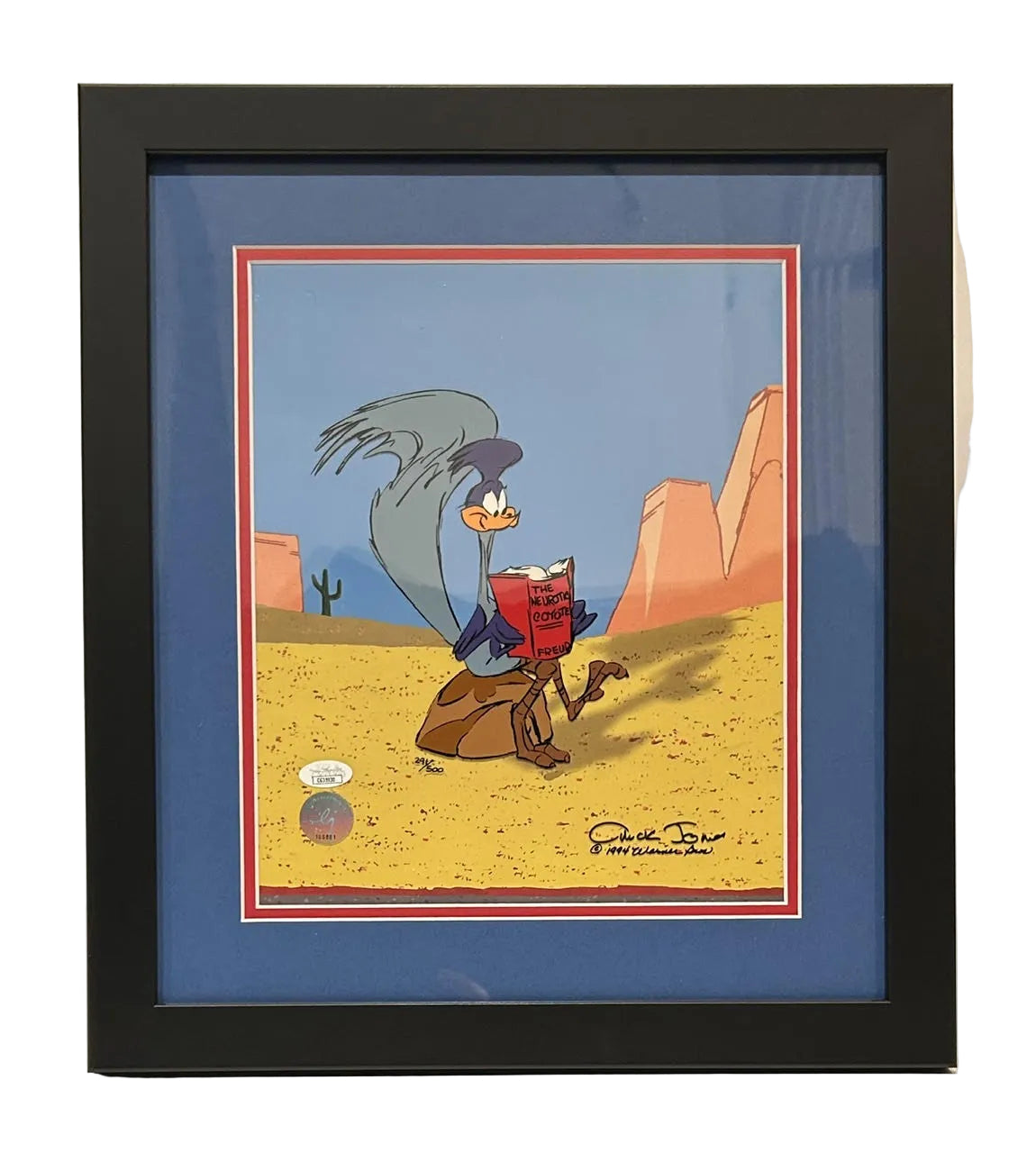 Chuck Jones Autographed Road Runner “The Neurotic Coyote” Hand-Painted Sericel #391/500 – Framed, JSA COA