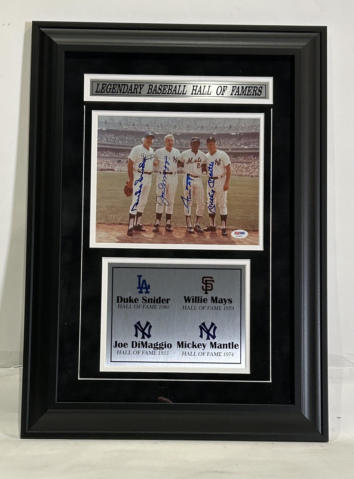 Duke Snider, Willie Mays, Joe DiMaggio & Mickey Mantle Autographed 8x10 - PSA LOA - Latitude Sports Marketing