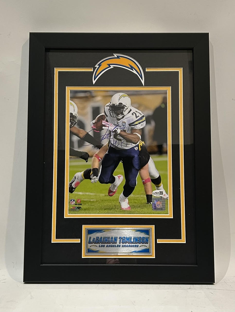LaDanian Tomlinson Autographed/Inscribed "HOF 17" San Diego Chargers 8x10 Framed Photo - JSA COA - Latitude Sports Marketing