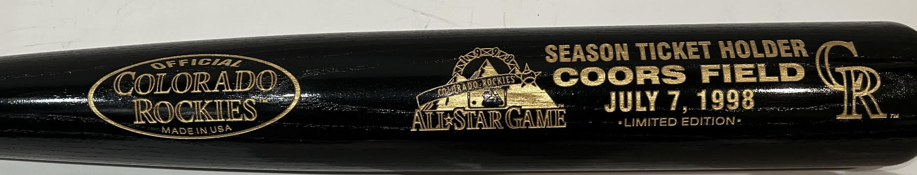 Limited Edition Colorado Rockies 1998 All-Star Game Season Ticket Holder Bat — Engraved Coors Field Commemorative