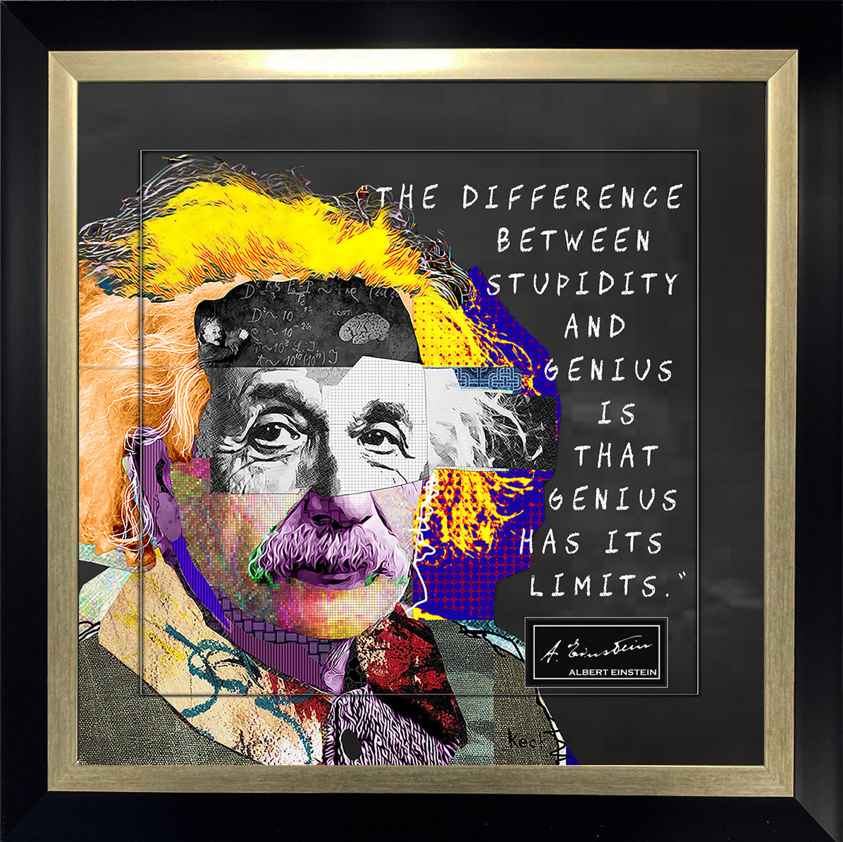 Albert Einstein Laser Engraved Signature Framed Artwork - Latitude Sports Marketing